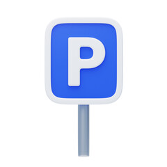 3D Parking Lot Sign Model Navigation For Vehicle Parking. 3d illustration, 3d element, 3d rendering. 3d visualization isolated on a transparent background