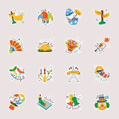 Trendy Flat Stickers Depicting Global Celebrations 

