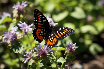Naklejka premium butterfly on flower.