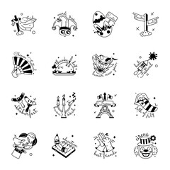 Trendy Glyph Stickers Depicting Global Celebrations

