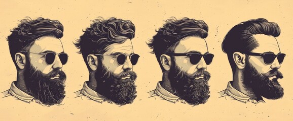 Detailed Drawing of a Mans Hair and Beard