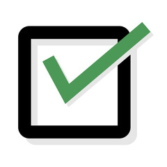 Green light shaded checkbox icon. Vector.