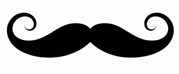 Black Mustache on White Background