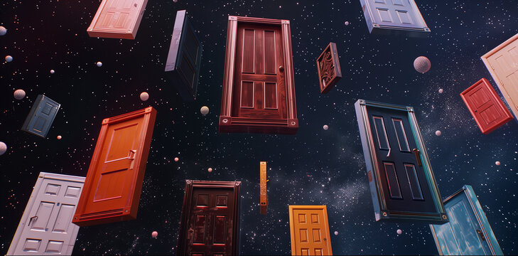 四次元空間に浮かぶたくさんのドア