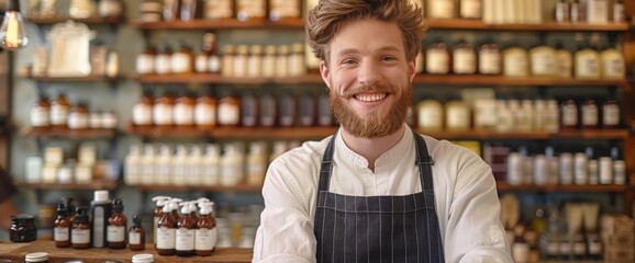 Man Standing Behind a Store Counter