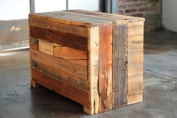 A handcrafted piece of furniture made from reclaimed wood