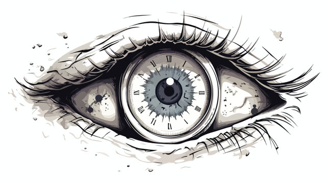 Eye watch view. Freehand draw cartoon vector illustration.
