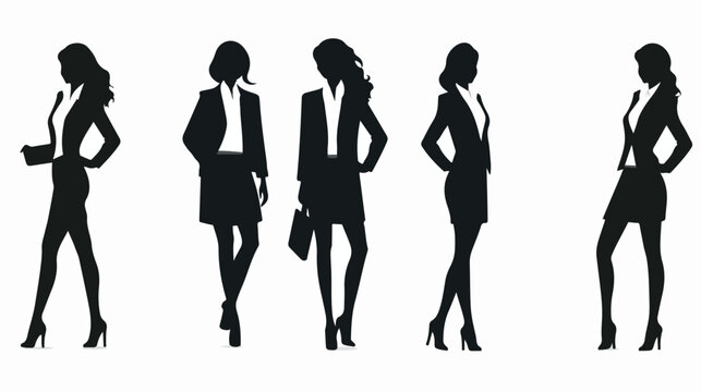 Female business executive silhouette on a white background.