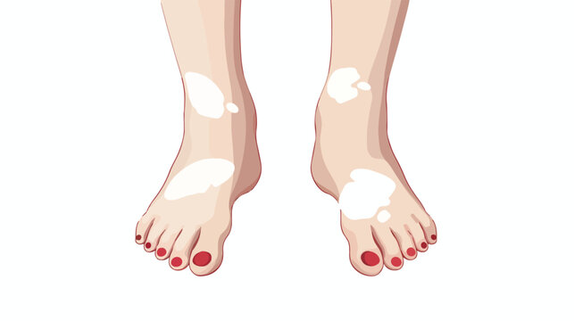 Female pedicured feet. Lady painting. Vector illustration.