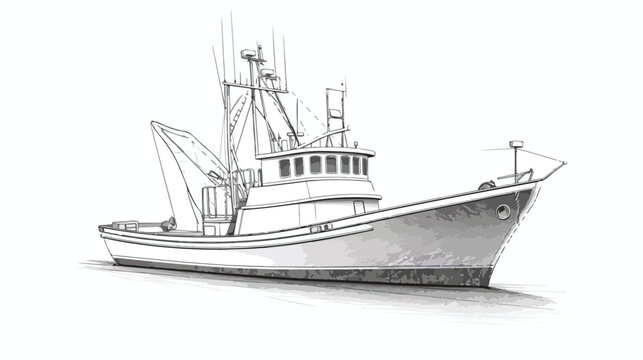 Fishing boat. Commercial fishing trawler for industrial fishing.