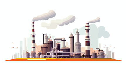 Flat design oil refinery icon vector illustration.