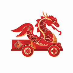 Flat paper cut style icon of vehicle. Delivery car.