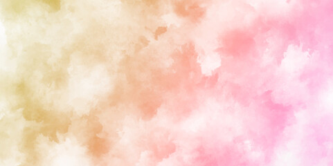 Abstract colorful watercolor grunge paper texture vector background. Color splashing paper with watercolor splashes. Fantasy light pink, orange, shades watercolor background with cloud banner design.