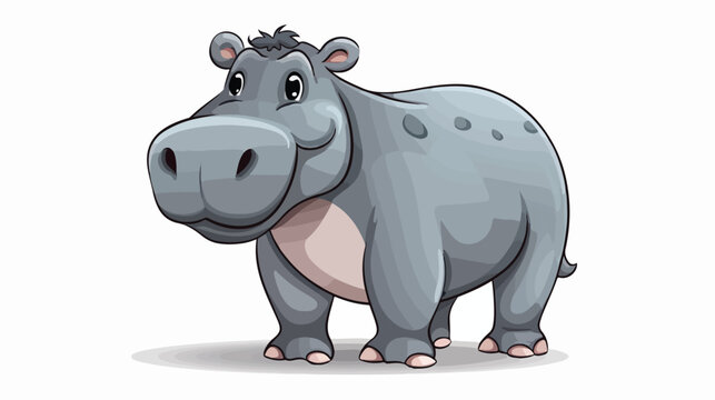 Two fun hippos freehand draw cartoon vector illustration.
