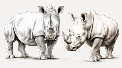 Fototapeta premium Hand-drawn illustration of a black rhinoceros symbol for use in print design.