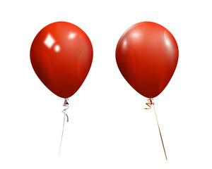 Set of helium balloons. Collection of realistic ballons of round shapes, different colors