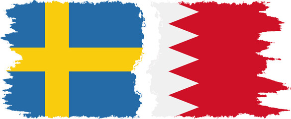 Bahrain and Sweden grunge flags connection vector