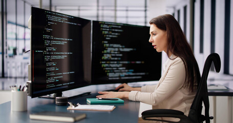 Programmer Woman Coding On Computer - 754101305