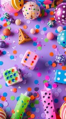 Naklejka premium Colorful and cute background. April fool's day background. April fool font per dice background.