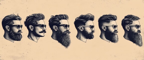 Line of Mens Hairs and Beards