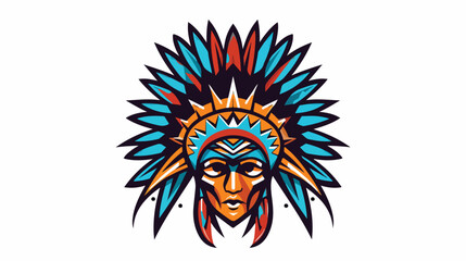Icon vector graphic of head dress. American Indian.