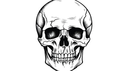 Ink sketch of human skull. Vector illustration. Isolated.