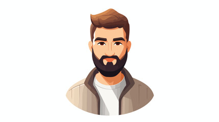 Isometric man with beard avatar character. Flat vector.