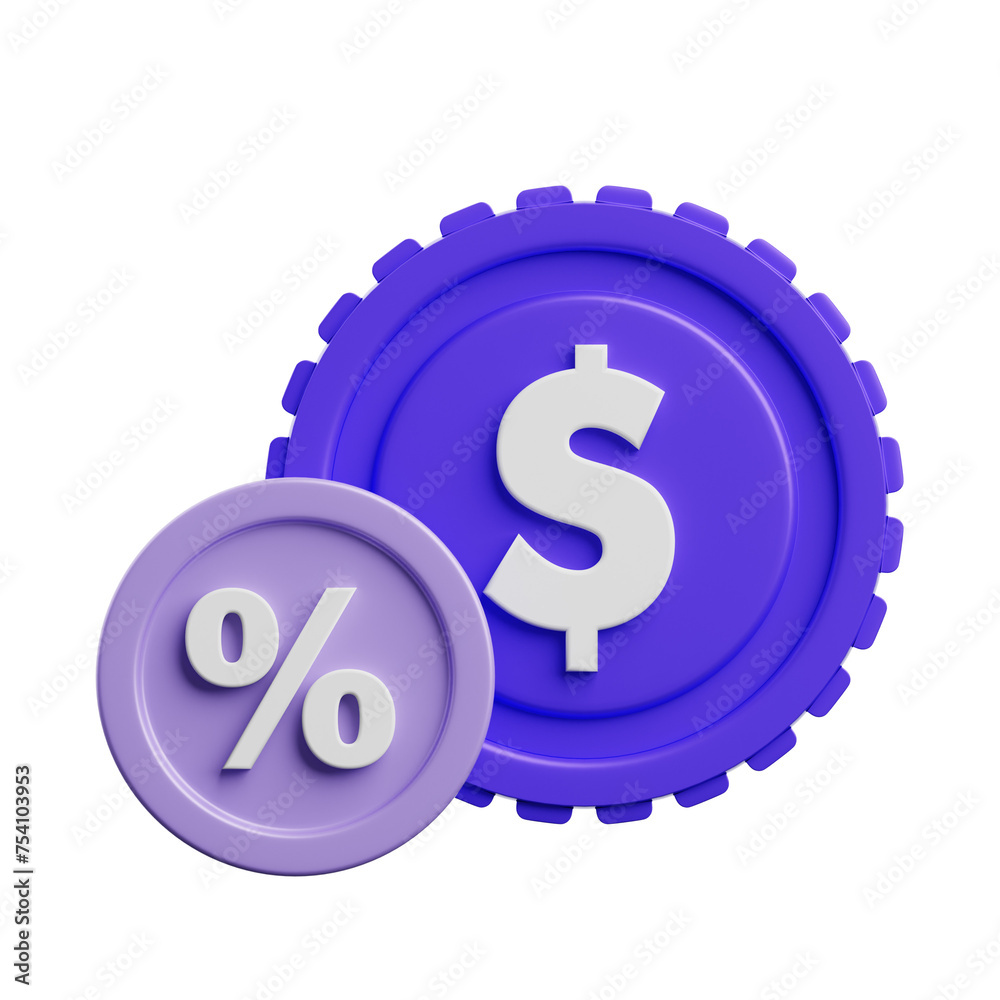 Poster 3d percentage visualizing ratios. 3d illustration, 3d element, 3d rendering. 3d visualization isolat