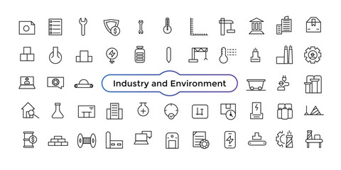 Fototapeta na wymiar Industry and Environment Icon set. Contains such Icons as Hydroelectric Power Station, Solar Cells, Fossil Fuels and more.