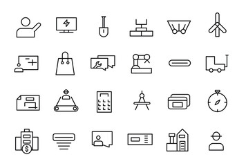 Fototapeta premium Industry and Environment Icon set. Contains such Icons as Hydroelectric Power Station, Solar Cells, Fossil Fuels and more.