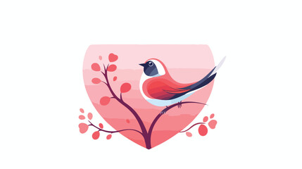 Love bird logo half moon freehand draw cartoon vector.