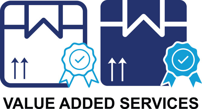 Value added services Colorful icon set. Editable Set of Delivery and Logistics web icons in line & fill style. High quality business icon set of Logistics