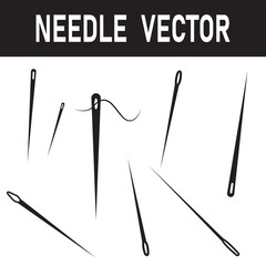 Needle icon set. Needle and thread vector. Vector illustration of a sewing needle with thread