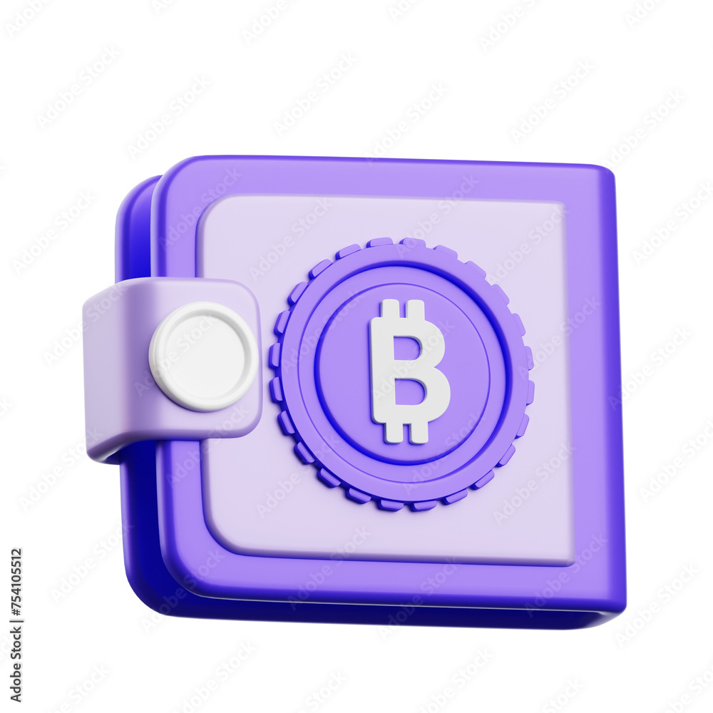 Poster 3d crypto wallet secure in the ether. 3d illustration, 3d element, 3d rendering. 3d visualization is