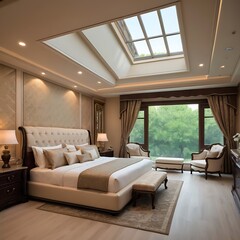 Bedroom interior decoration illustration concept generative ai