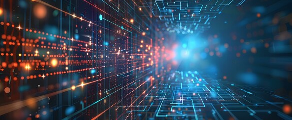 Obraz premium symmetric square digital network background. technology concept. generative AI