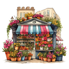 Fototapeta na wymiar A colorful flower market. Vector clipart.