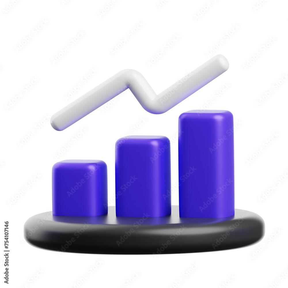 Aufkleber 3d bar chart visualizing data. 3d illustration, 3d element, 3d rendering. 3d visualization isolated 