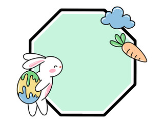 Easter Background with Cute Rabbit Frame