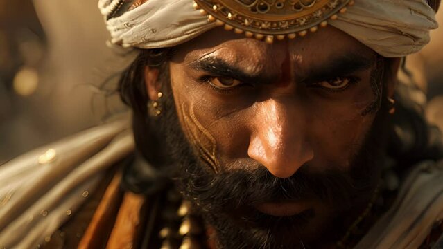 Despite his s this Rajput warrior refuses to back down continuing to fight until the end.