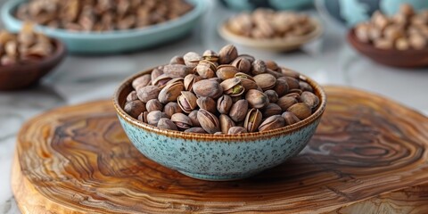 Obraz premium pistachios in a bowl on a table