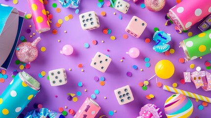 Colorful and cute background. April fool's day background. April fool font per dice background. - obrazy, fototapety, plakaty