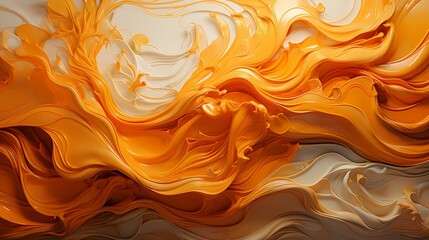 Liquid gold and radiant orange liquids explosively merging, creating a visually striking and abstract composition captured in high definition - obrazy, fototapety, plakaty