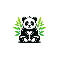 Panda bear silhouette Logo concept ready to use