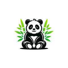 Panda bear silhouette Logo concept ready to use