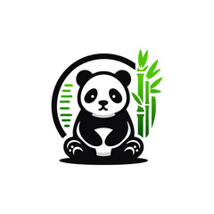 Panda bear silhouette Logo concept ready to use