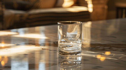 glass of water on a table