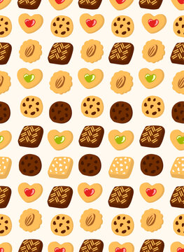 Assorted cookies on a white background.Eps 10 vector.