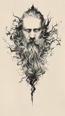 Fototapeta premium Portrait of a Man With Long Hair and Beard