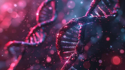 Deurstickers DNA gene background science helix cell genetic medical biotechnology biology bio. Technology gene DNA abstract molecule medicine metal 3D background research digital futuristic human concept health © 2D_Jungle